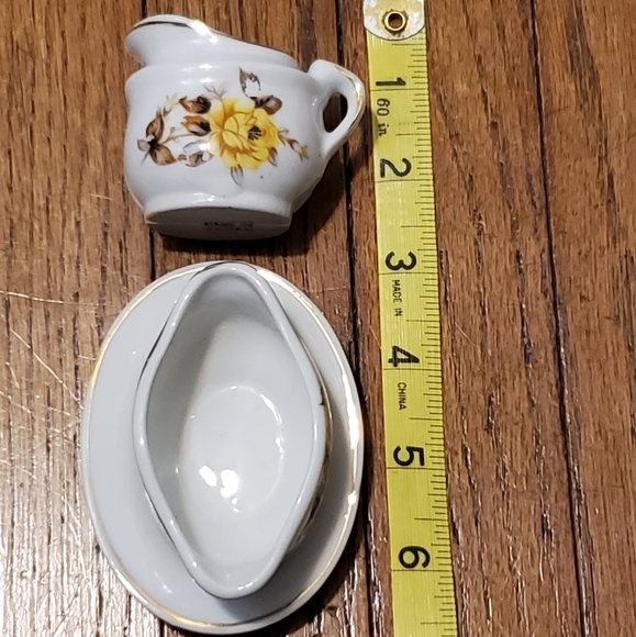 VTG & Beautiful Miniature Cream & Sugar Decor Yellow Rose Porcelain Victorian - Picture 11 of 11